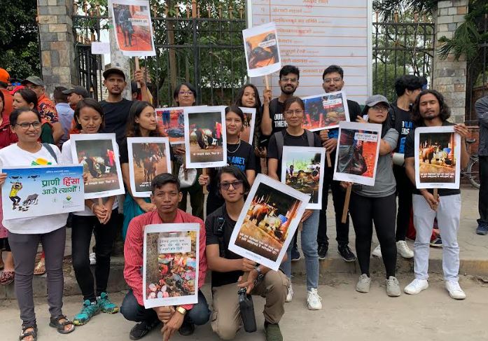 पशुबलि निषेधको आह्वान गर्दै काठमाडौंमा र्‍याली