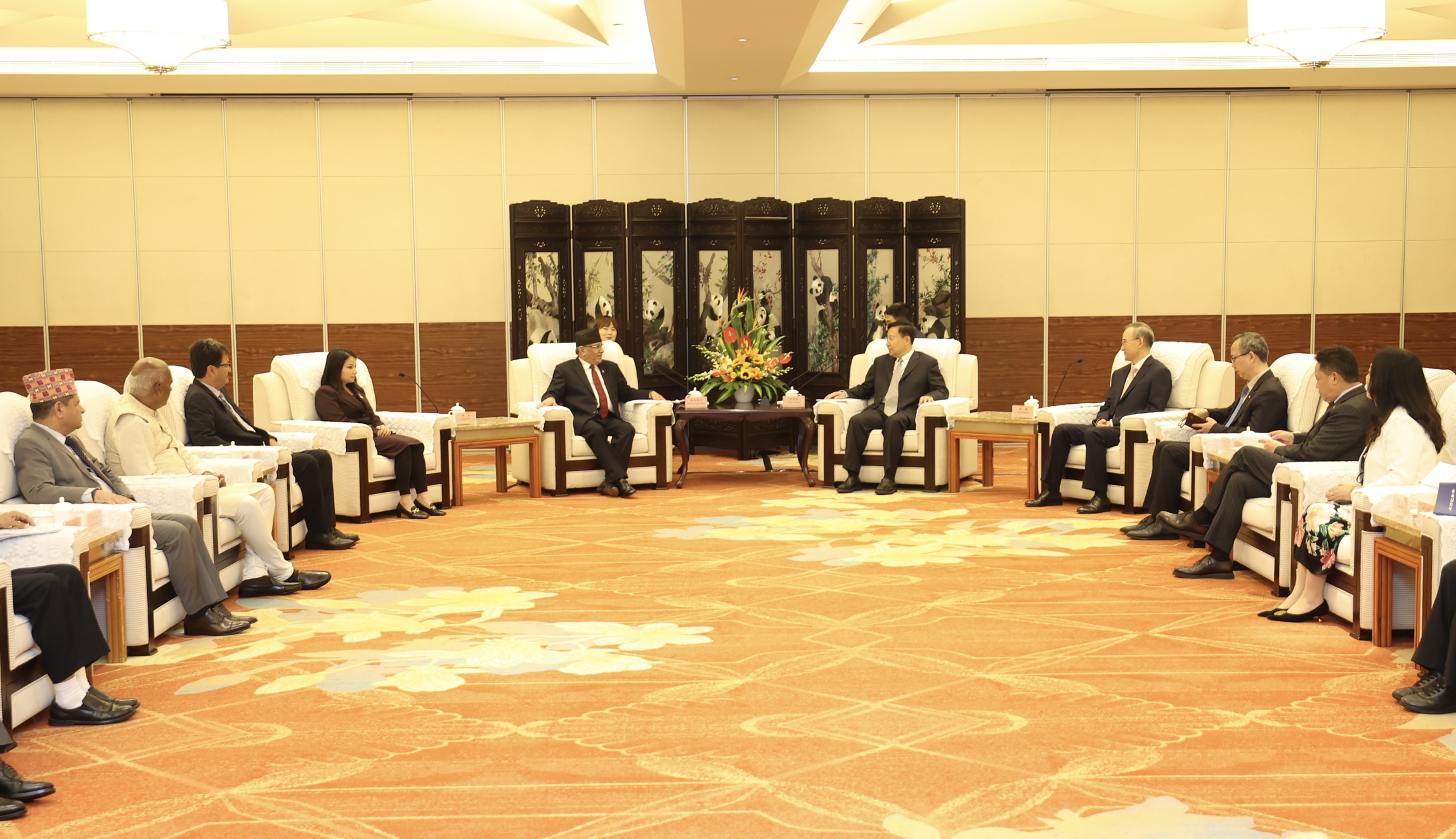 छन्दुमा प्रधानमन्त्री दाहाल र सीपीसी सिचुआन प्रान्तका सचिव वाङबीच भेटवार्ता