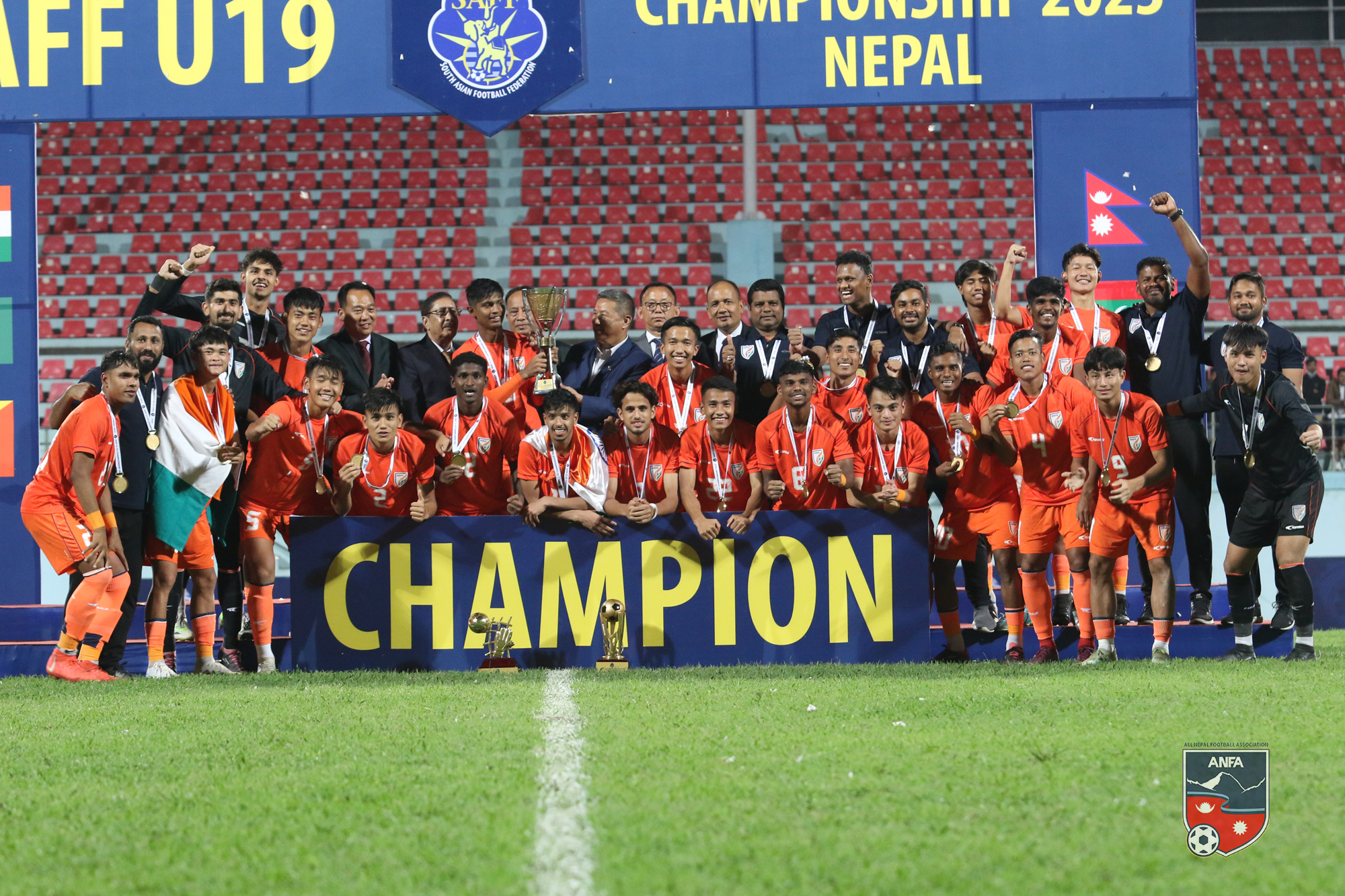 यू–१९ साफ च्याम्पियनसिपको उपाधि भारतलाई