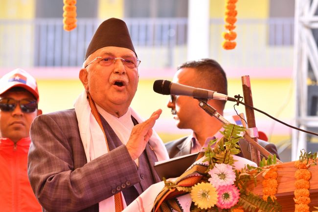 देशलाई समृद्धिको मार्गमा एमालेले डोर्‍याउने ओलीको दाबी