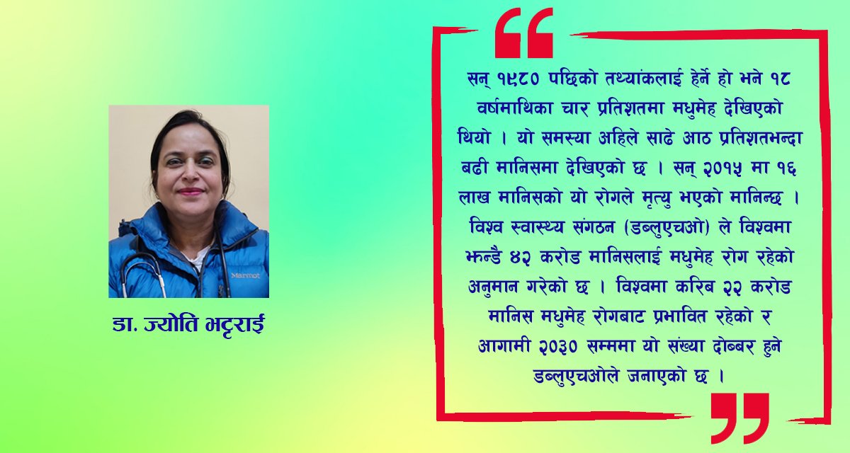 ‘साइलेन्ट किलर’ बन्दैछ मधुमेह