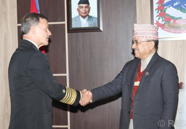 उपप्रधानमन्त्री खड्कासँग अमेरिकी एसिया–प्रशान्त कमान्डका नौसेनाध्यक्षको भेट