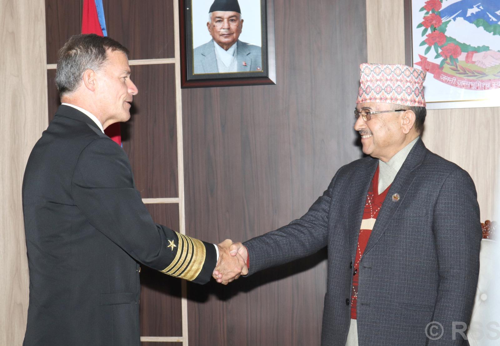 उपप्रधानमन्त्री खड्कासँग अमेरिकी एसिया–प्रशान्त कमान्डका नौसेनाध्यक्षको भेट