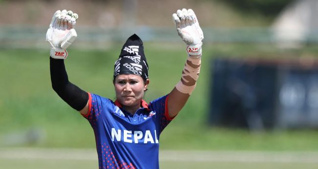 २१४ रनको जितसहित नेपाली महिला टोली क्वाटरफाइनलमा, रुबिना क्षेत्रीको शतक