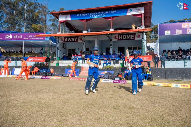 पहिलो पावरप्ले सकियो, नेपालको स्कोर एक विकेटको क्षतिमा ४५ रन