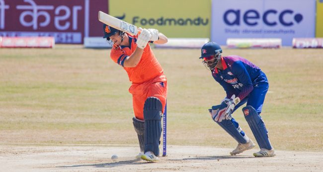 नेदरल्याण्डले नेपाललाई दियो १८५ रनको लक्ष्य