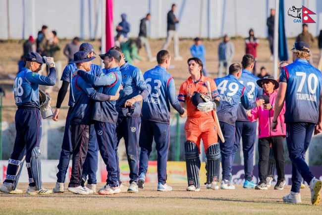 नेदरल्याण्ड्समाथि नामिबियाको २४ रनको जित