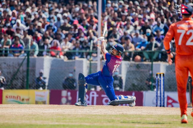 नेपालले नेदरल्याण्डलाई दियो १८५ रनको लक्ष्य