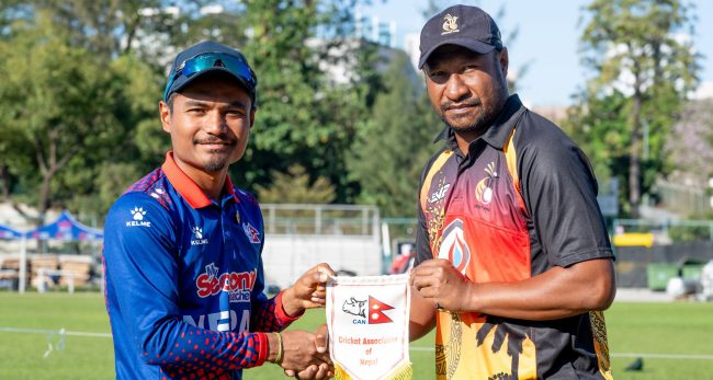 हङकङ त्रिदेशीय सिरिजको फाइनलमा नेपालले पीएनजीविरुद्ध पहिले फिल्डिङ गर्दै