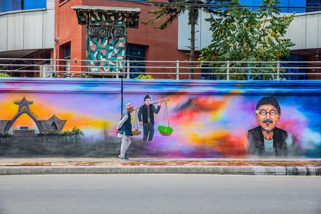 काठमाडौं महानगरका सार्वजनिक पर्खालमा भित्ते चित्र