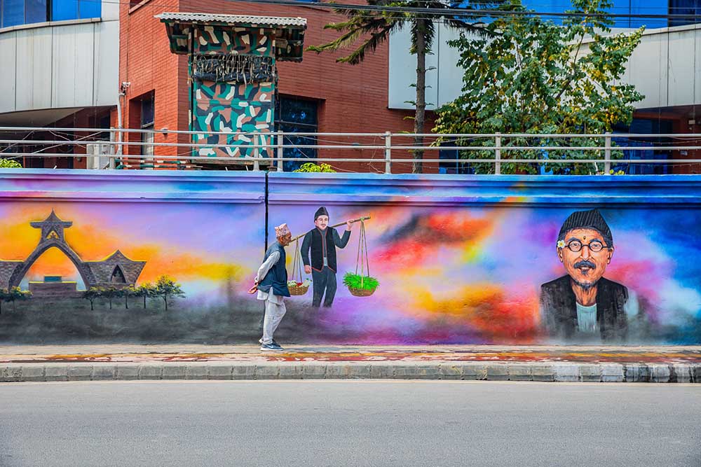 काठमाडौं महानगरका सार्वजनिक पर्खालमा भित्ते चित्र