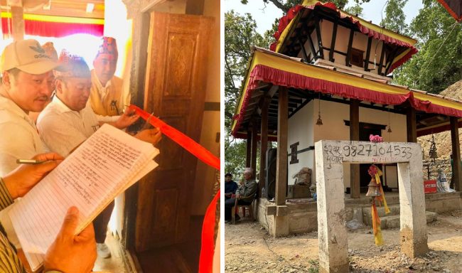 भूकम्पले क्षति पुर्याएको अर्लाङ्दी मन्दिर जीर्णोद्धार