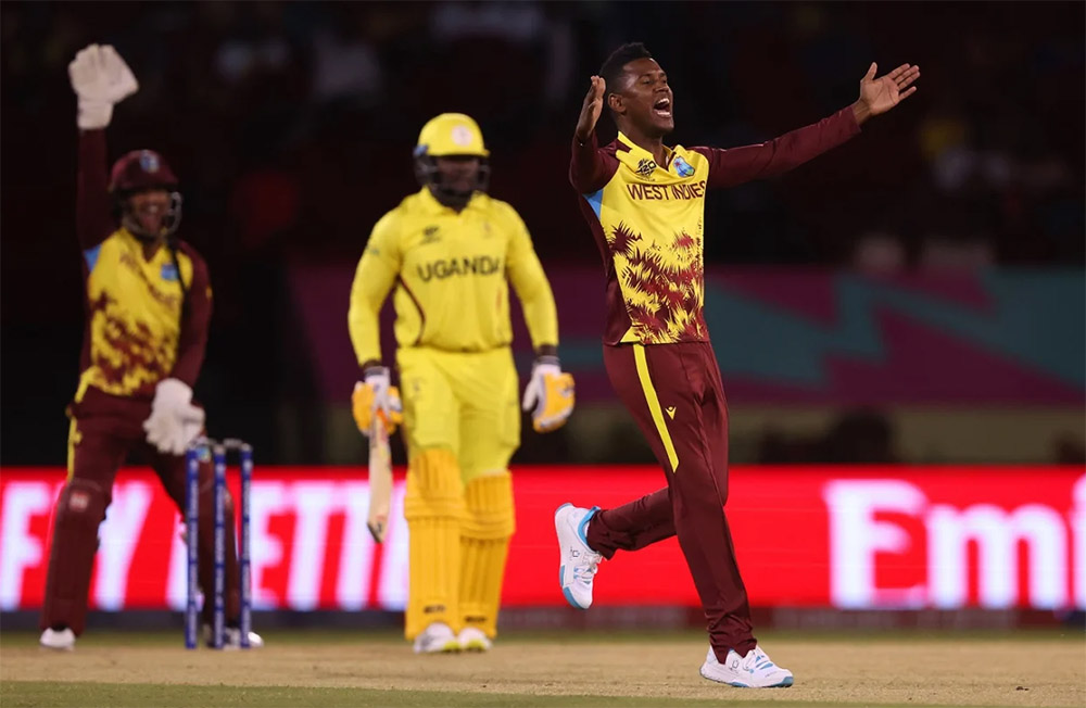 युगाण्डा ३९ रनमा अलआउट हुँदा वेस्ट इण्डिज को फराकिलो जित