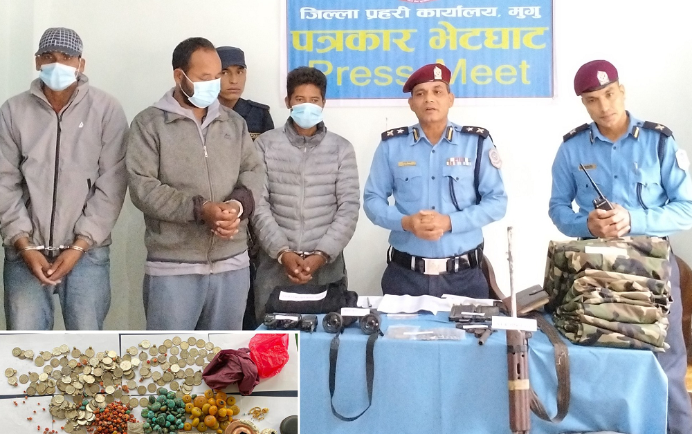 मुगुमा २४ घर र सार्वजनिक गुम्बामा चोरी गर्ने तीन जना पक्राउ