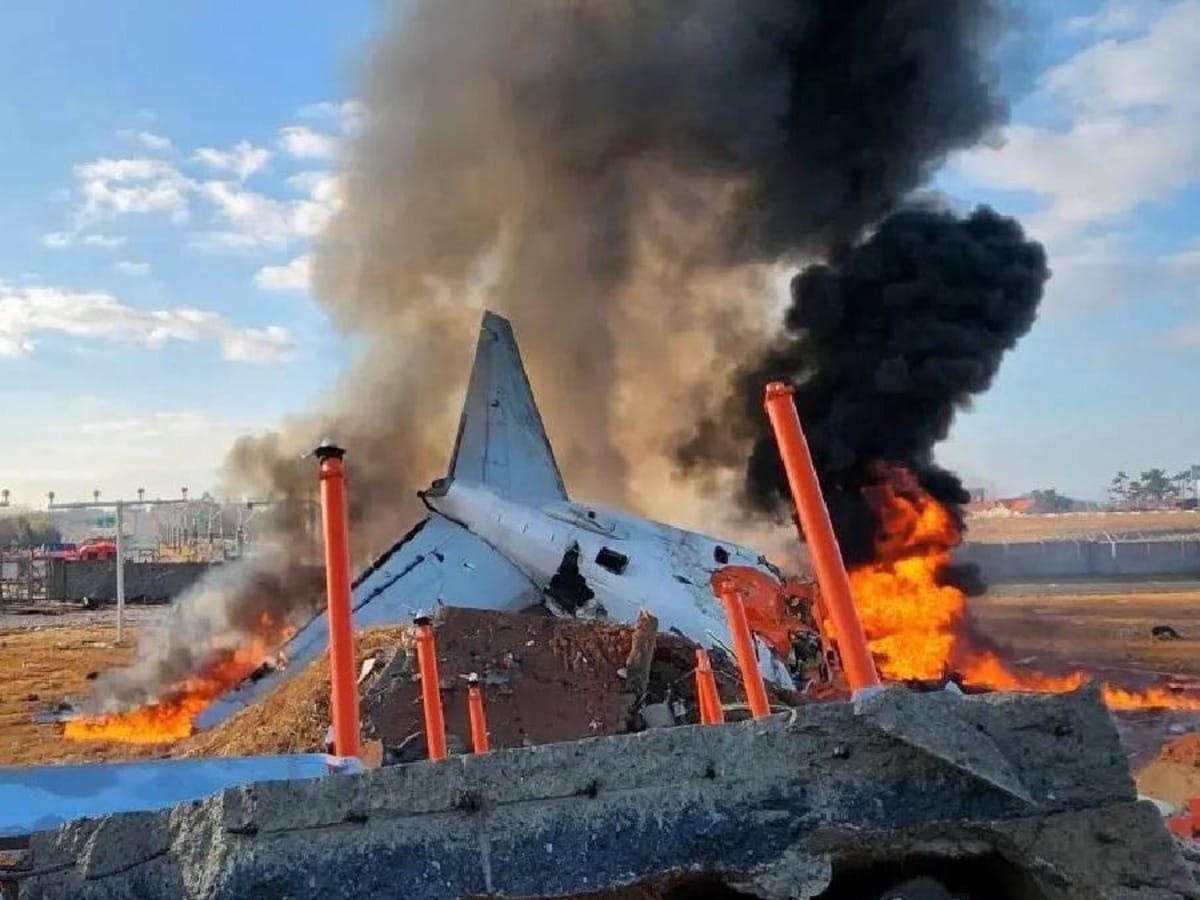 दक्षिण कोरियामा १८१ जना सवार विमान दुर्घटना