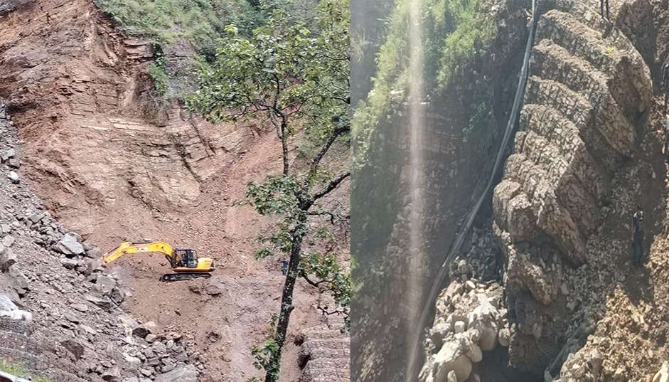 अविरल वर्षापछि गगने खोलामा पहिरो, सवारी आवागमन रोकियो