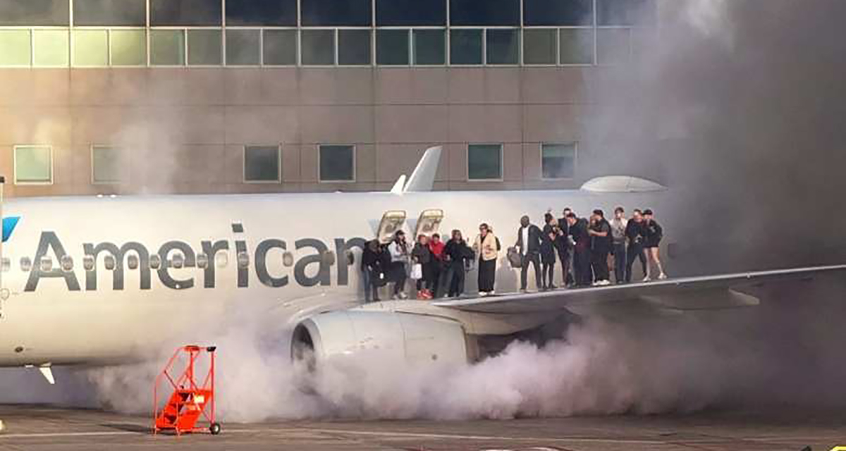 १७९ जना चढेको अमेरिकन एयरलाइन्सको विमानको ल्याण्डिङ गियरमा आगलागी