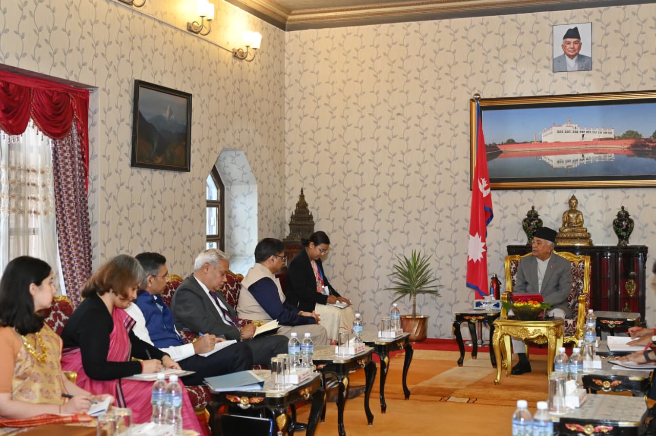 राष्ट्रपति पौडेल र भारतीय विदेश सचिवबीच शिष्टाचार भेट