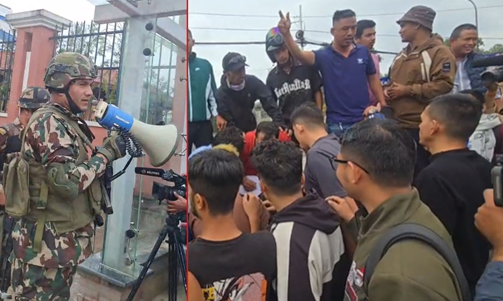 जंगीअड्डा बाहिर भेला भएका युवालाई सेनाले हटायो