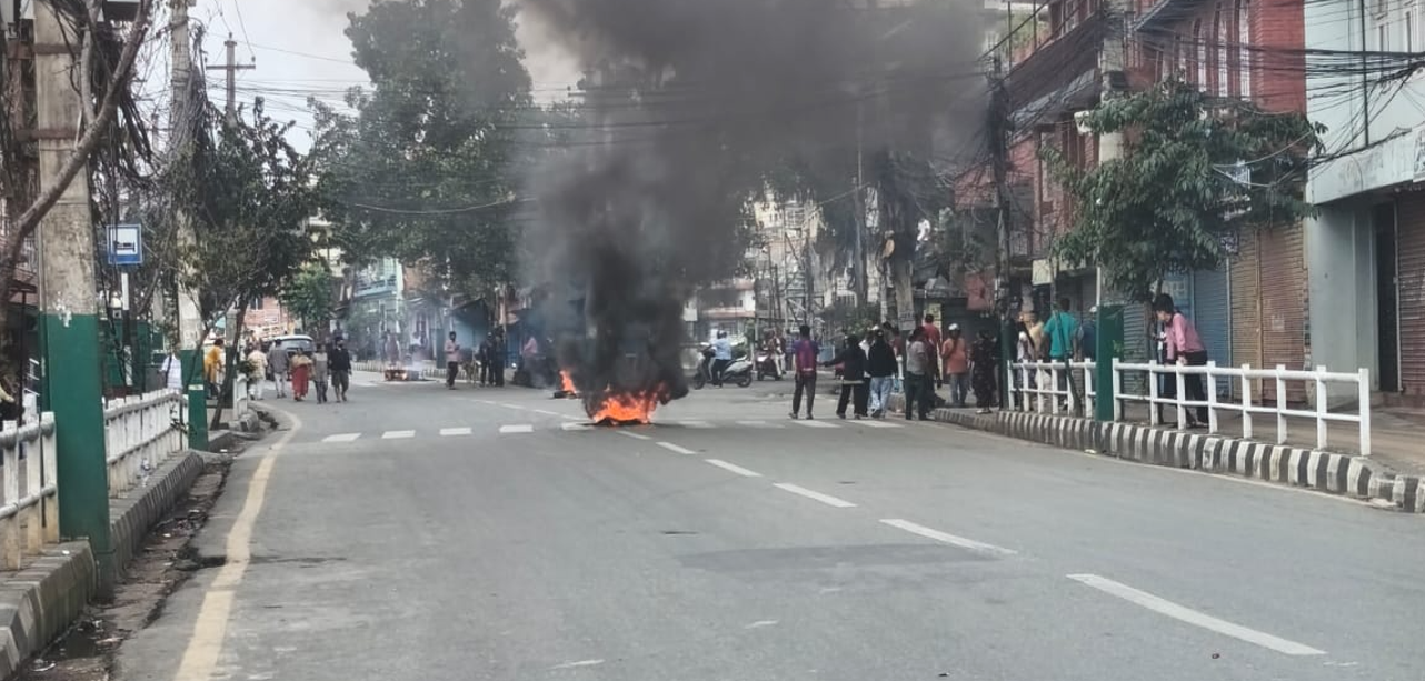 काठमाडौंको पूरानो बानेश्वरमा प्रदर्शन