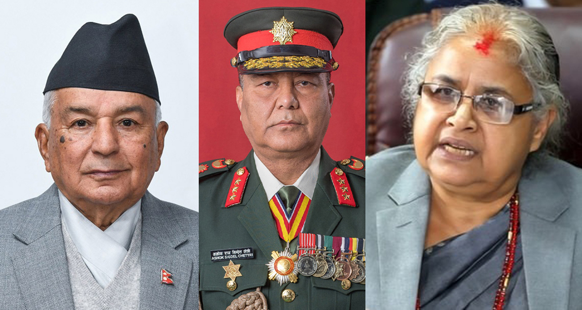 जंगी अड्डामा राष्ट्रपति पौडेल, प्रधानसेनापति सिग्देल र पूर्व प्रधानन्यायाधीश सुशीला कार्कीबीच वार्ता सुरु