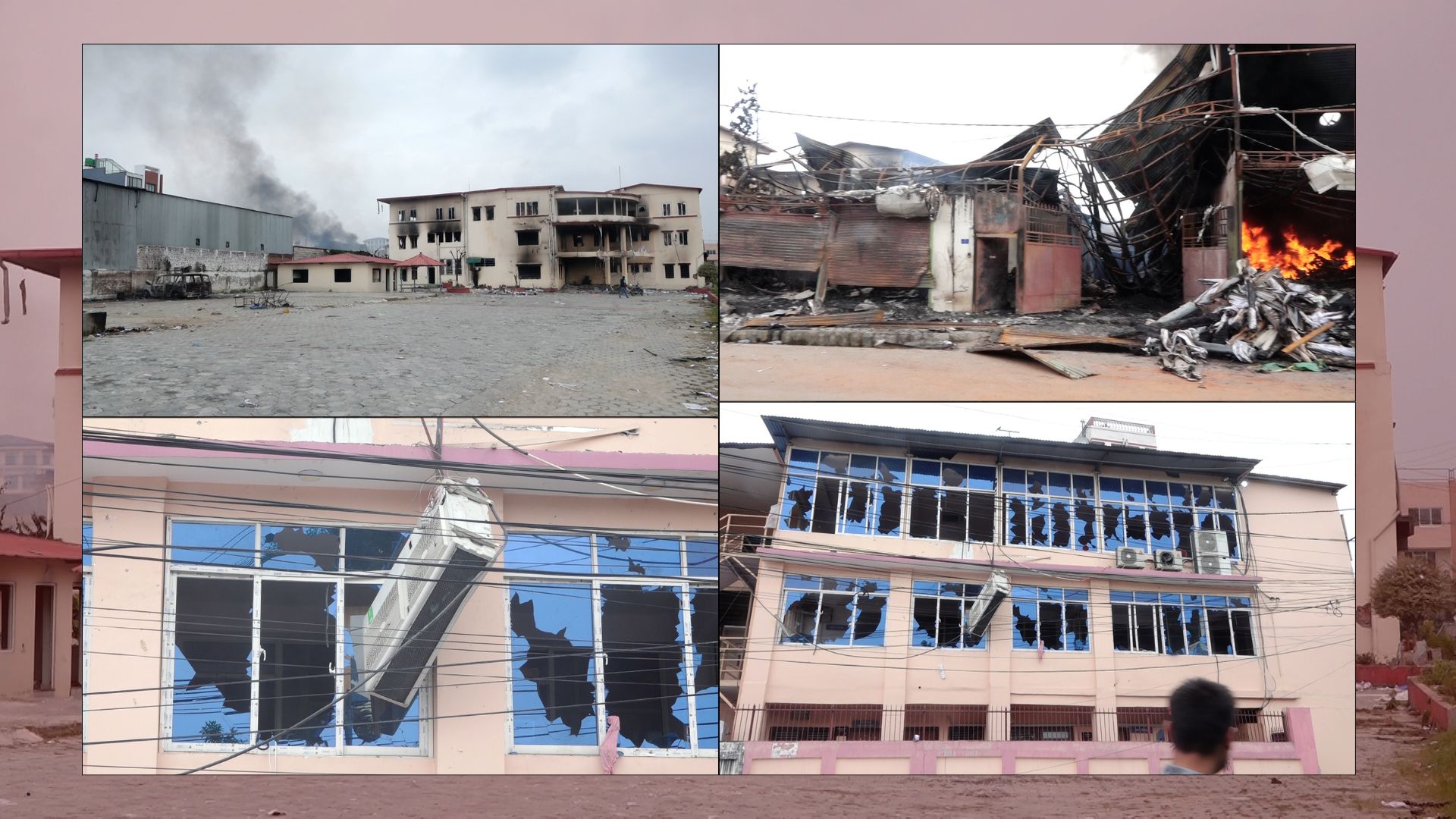 नेकपा एस र एमालेको पार्टी कार्यालय जलेर ध्वस्त (फोटो फिचर)