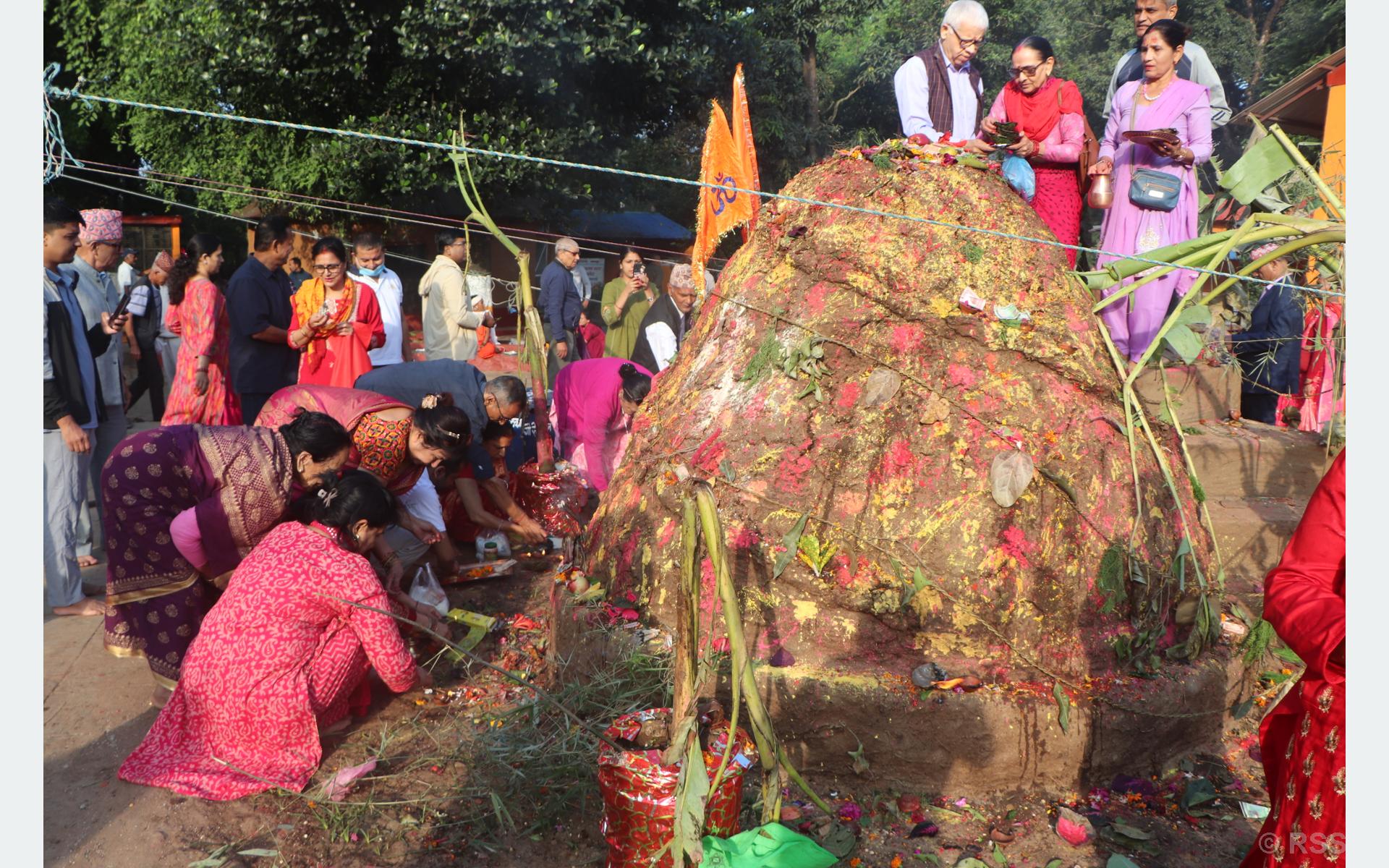 स्थानीय गाईको संरक्षण गर्दै वागीश्वरीमा गौ तथा गोवर्द्धन पूजा