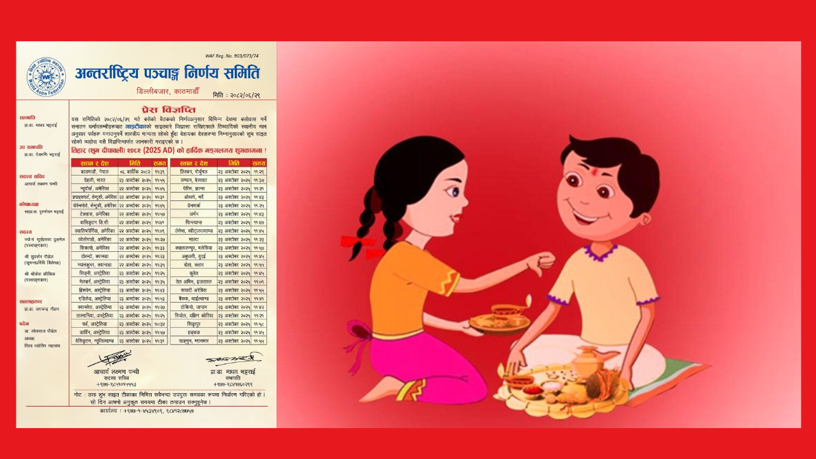 कुन देशमा भाइटीकाको साइत कतिबेला?