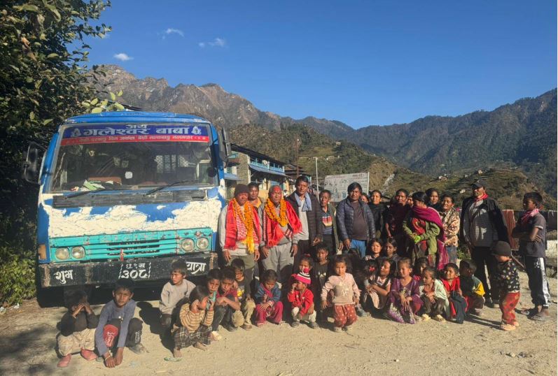 मल्कवाङमा पहिलोपटक बस पुग्यो