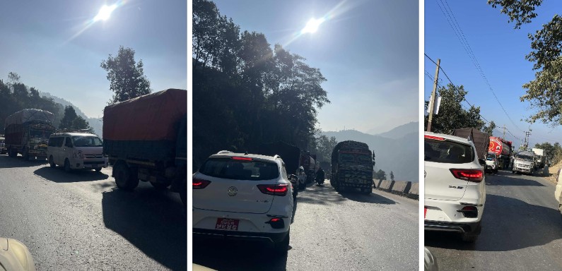 ट्रक विग्रिँदा दुई घण्टादेखि नागढु्ंगा सकड जाम