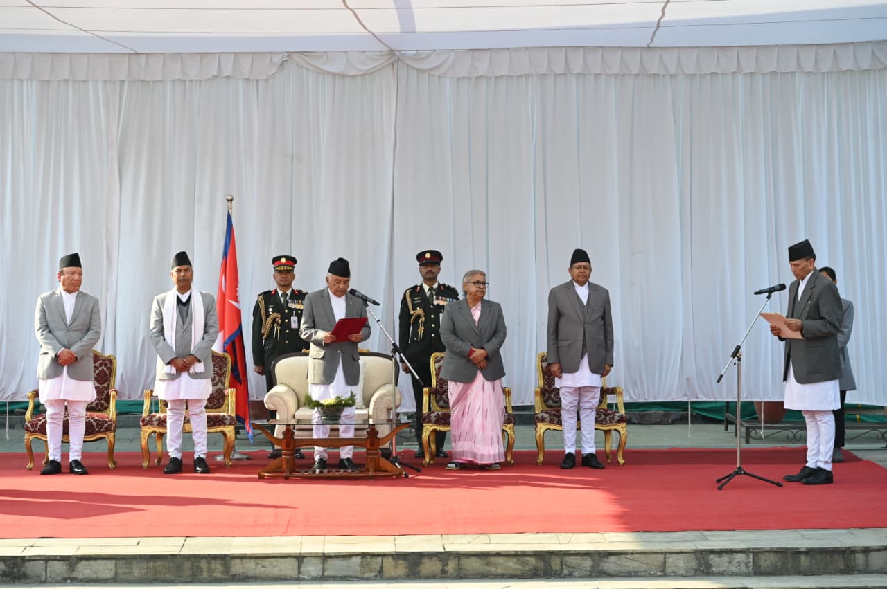 नवनियुक्त मन्त्री शर्माले लिए पद तथा गोपनीयताको शपथ