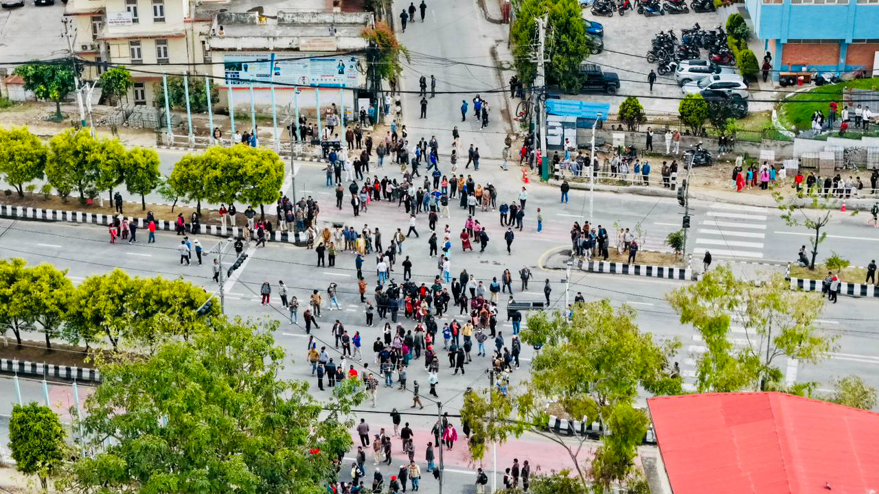 ड्रोनबाट यस्ताे देखियाे काठमाडौंमा एमालेको प्रदर्शन (तस्बिरहरू)