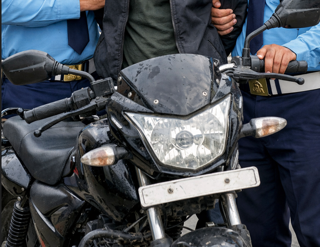 चोरी मोटरसाइकलसहित युवक ट्राफिक प्रहरीले नियन्त्रणमा