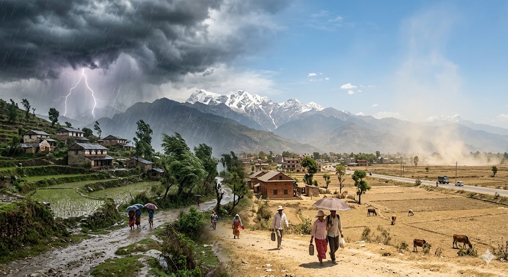 कतै वर्षा र हिमपात त कतै हावाहुरी र तातो हावा: यस्तो छ आजको मौसमको अवस्था