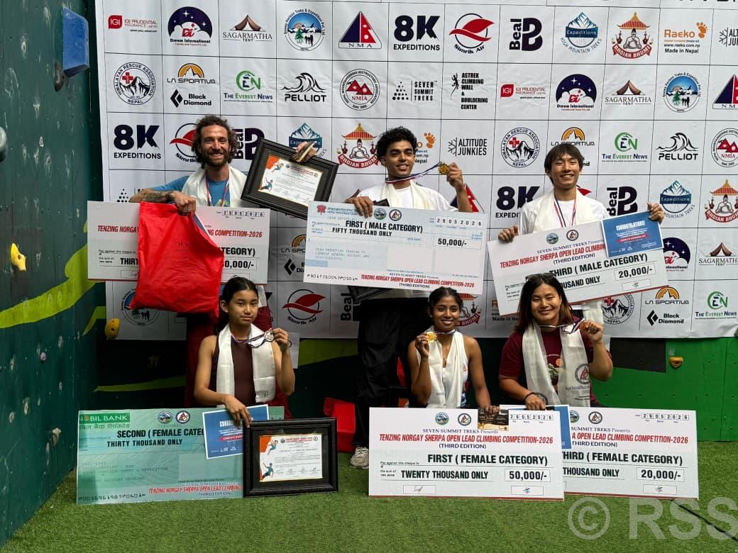 तेञ्जिङ नोर्गे शेर्पा खुला आरोहण प्रतियोगिताको उपाधि उप्रेती र चौधरीलाई