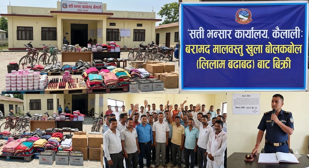 सत्ती भन्सार कार्यालयले साढे ३ लाख बढीका बरामद सामान लिलाम गर्दै