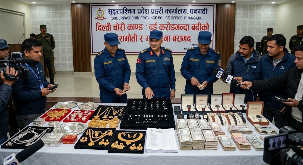 दिल्लीबाट चोरी भएको दुई करोडभन्दा बढीको हिरामोती र गरगहना सुदूरपश्चिम प्रहरीद्वारा बरामद, तीन जना पक्राउ