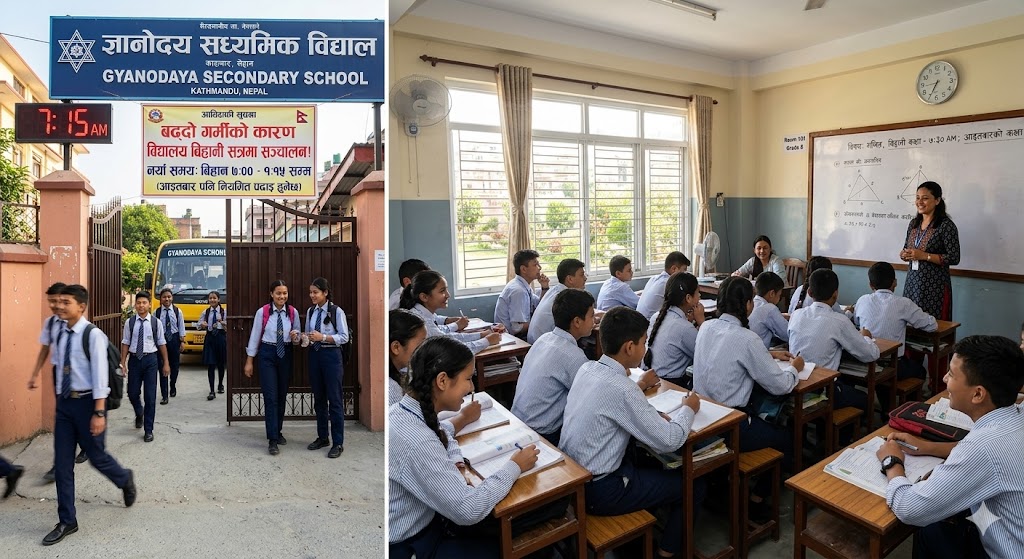 बढ्दो गर्मीले विद्यार्थी बिरामी हुन थालेपछि विद्यालयको समय परिवर्तन, आइतबार पनि पढाइ हुने