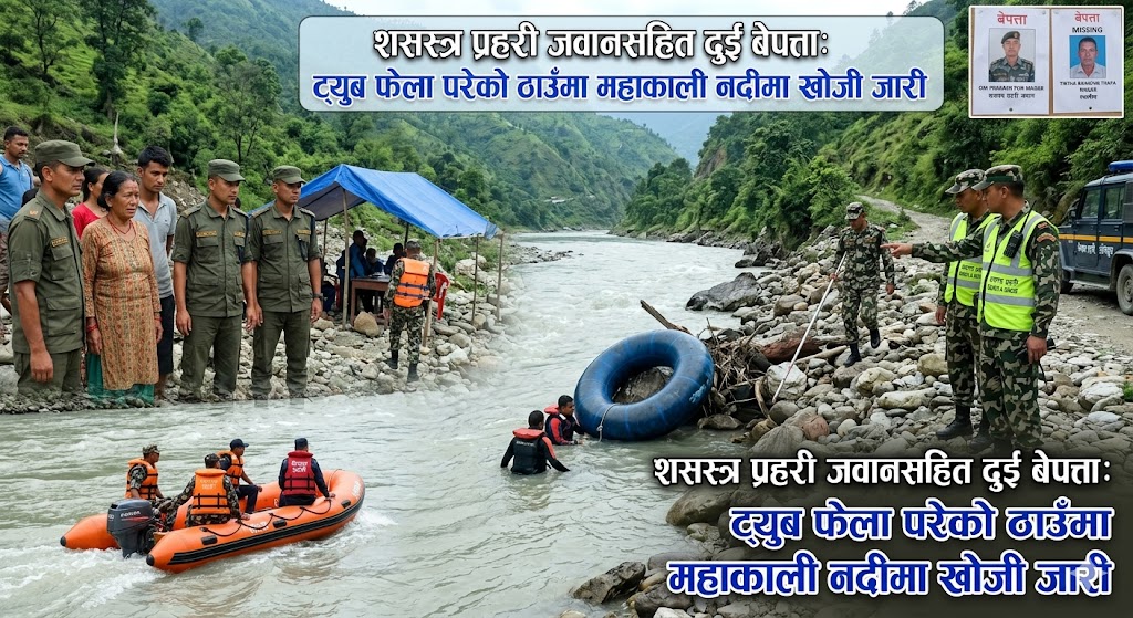 डडेल्धुरामा सशस्त्र प्रहरी जवानसहित दुई जना महाकाली नदीमा बेपत्ता