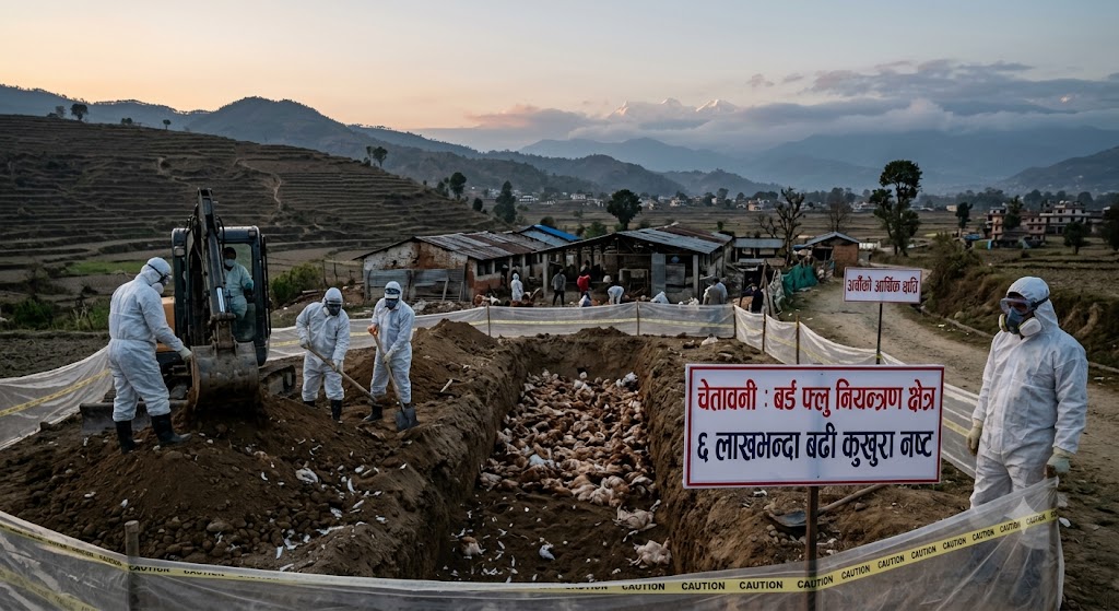 उपत्यकामा बर्ड फ्लुको तीव्र जोखिम: ६ लाखभन्दा बढी कुखुरा नष्ट, अर्बौंको आर्थिक क्षति