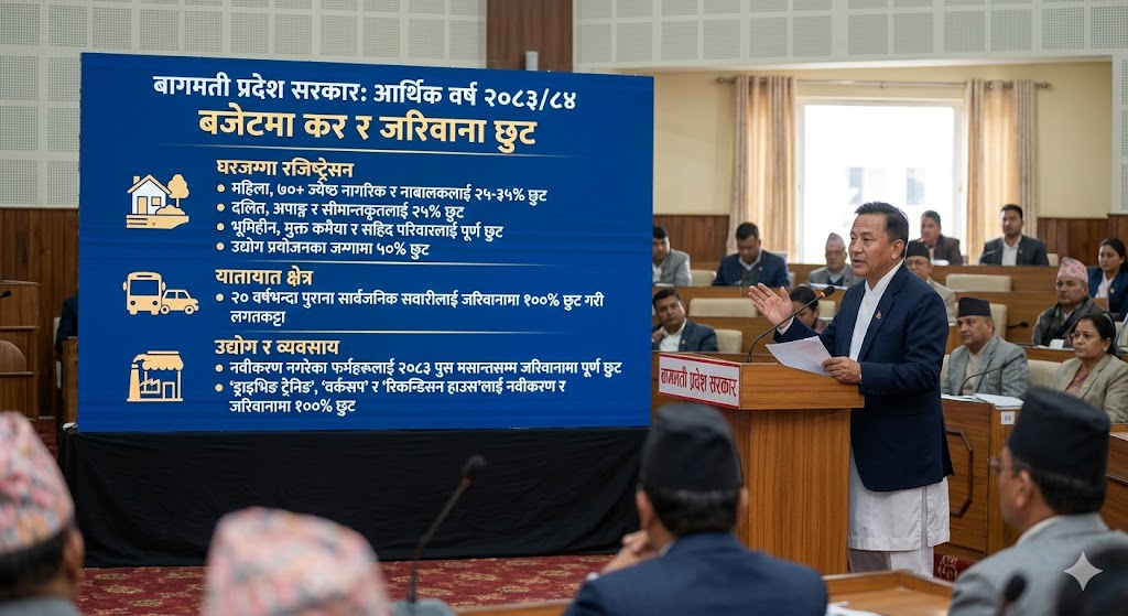 बागमती प्रदेशको बजेटमा कर र जरिवाना छुटको बहार: घरजग्गा रजिष्ट्रेसनदेखि यातायात र व्यवसायसम्मलाई राहत