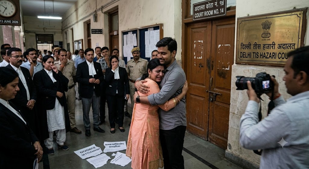 अदालतको ढोकामा सुखद अन्त्य: शिखाले च्यातिन् सम्बन्धविच्छेदको कागज, सौरभलाई अङ्गालो हालेर रोइन्