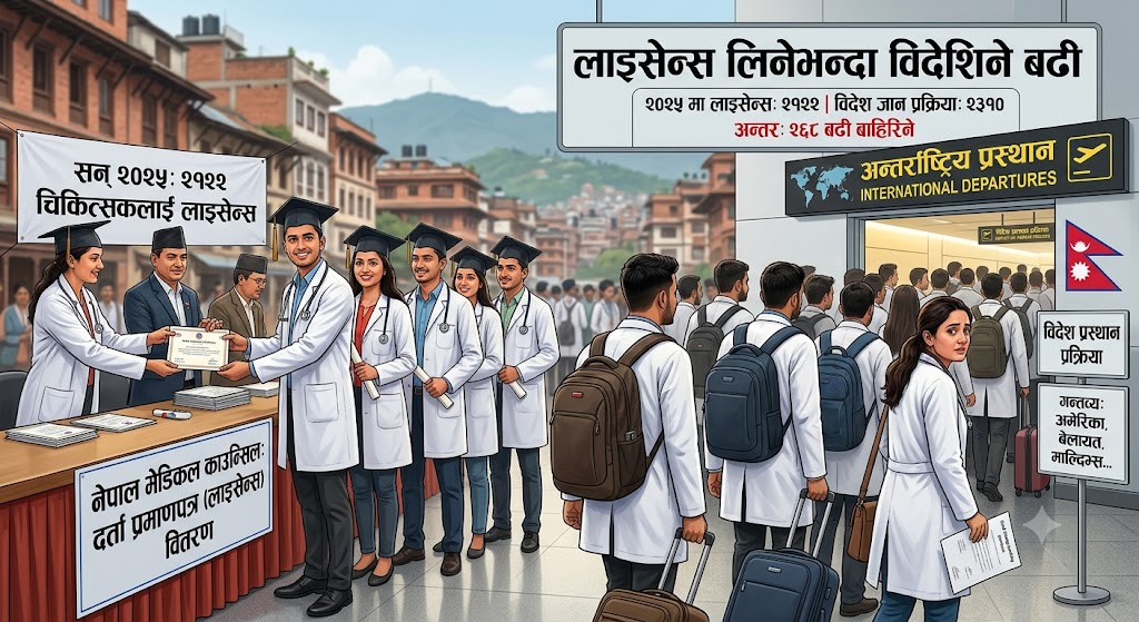 नेपालमा चिकित्सक पलायनको डरलाग्दो रूप: लाइसेन्स लिनेभन्दा विदेशिनेको संख्या बढी