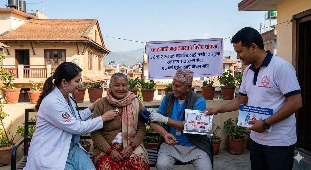 काठमाडौं महानगरको कल्याणकारी घोषणा: घरमै स्वास्थ्य परीक्षण, ७५ वर्ष माथिकालाई पोषण भत्ता
