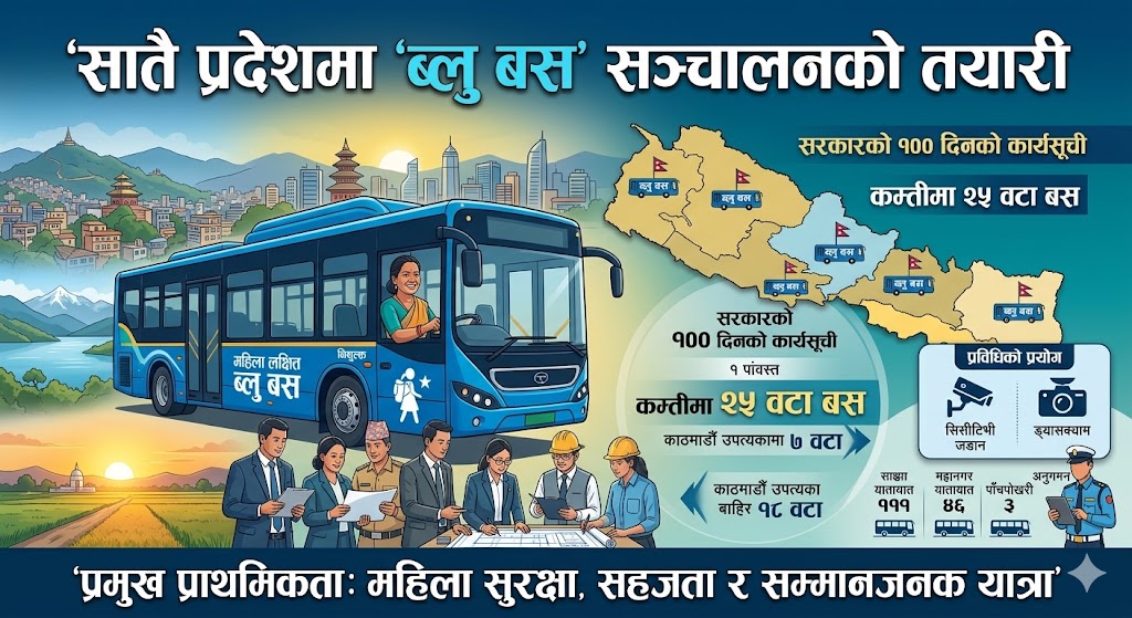 सातै प्रदेशमा ‘ब्लु बस’ सञ्चालनको तयारी