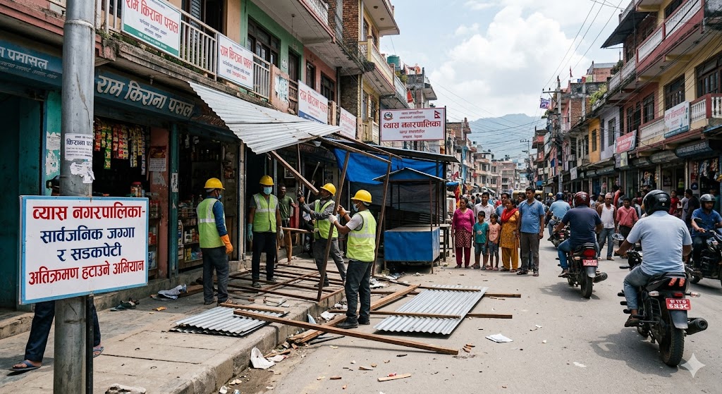 व्यास नगरपालिकाको कडा कदम: सार्वजनिक जग्गा र सडकपेटीका अवैध संरचना ३५ दिनभित्र हटाउन निर्देशन
