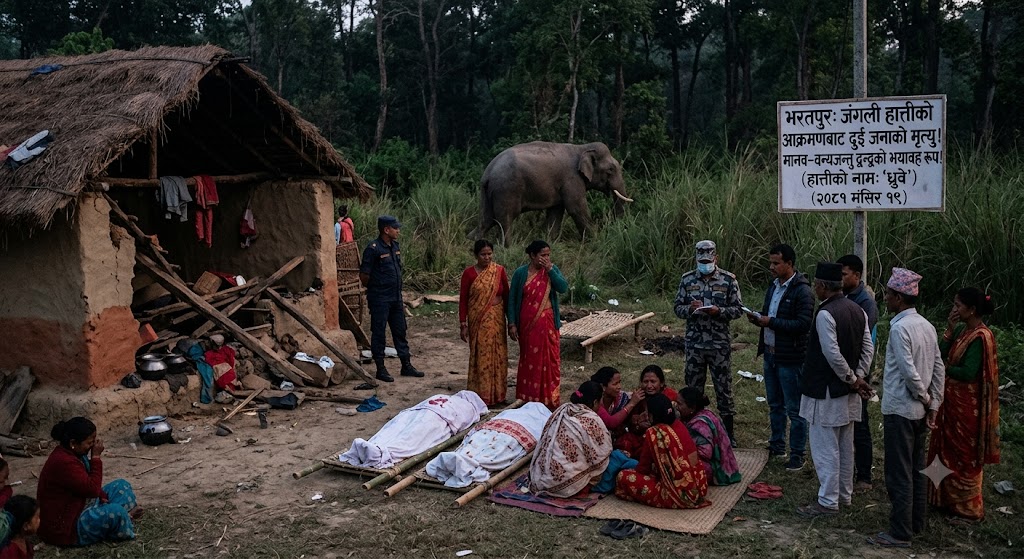 चितवनमा जंगली हात्तीको आक्रमणबाट आमाछोराको मृत्यु