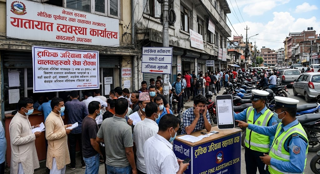 यातायात कार्यालयबाट रोक्का हुने भयो जरिवाना नतिर्ने दुई लाख ६१ हजार चालकको सेवा
