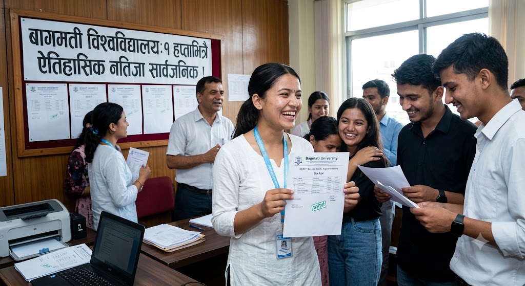बागमती विश्वविद्यालयको ऐतिहासिक फड्को: परीक्षा सकिएको एक हप्तामै नतिजा सार्वजनिक