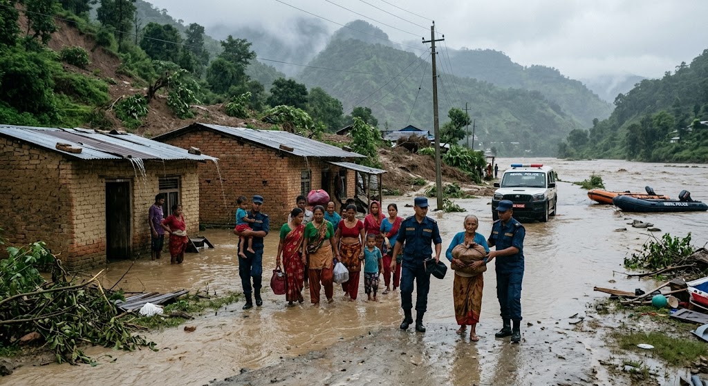 अविरल वर्षाले नवलपुरमा विपद्: कालीगण्डकी करिडोरसहित सडक अवरुद्ध, ३५ जना विस्थापित